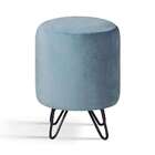 Puff Rolha Azul Pés Em Aço Carbono