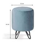 Puff Rolha Azul Pés Em Aço Carbono