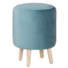 Puff Rolha Daf Mobiliário Veludo Azul Pés Palito