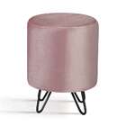 Puff Rolha Rosa Pés Em Aço Carbono