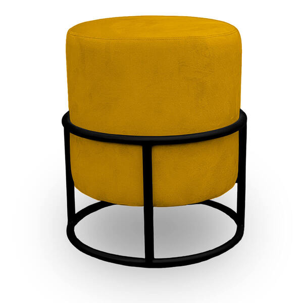 Puff Royale Para Sala E Quarto Suede Amarelo - Jylcrom