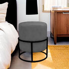 Puff Royale Para Sala E Quarto Suede - Jylcrom - Cinza