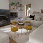 Puff Sarah Sala E Recepção Metal Dourado Suede D'w - Mostarda