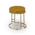 Puff Sarah Sala E Recepção Metal Dourado Suede D'w - Mostarda