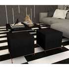 Puff Sevilha Suede Preto E Cobre