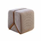 Puff Slim Decorativo Com Linho Bolonha E Base Cobre