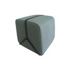 Puff Slim Decorativo Com Linho Verde E Base Preta