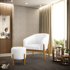 Puff Stella Corano Branco Base Madeira Castanho - D'rossi