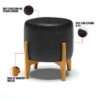 Puff Stella Corano Preto Base Madeira Castanho - D'rossi