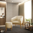 Puff Stella Corino Base Madeira Castanho - D'rossi - Bege