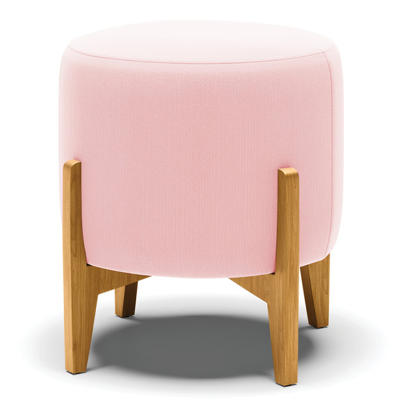 Puff Stella Suede Base Madeira Castanho - D'rossi - Rosa Bebê