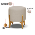 Puff Stella Veludo Luxo Prata A130 Base Madeira Castanho - D'