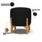 Puff Stella Veludo Luxo Preto A81 Base Madeira Castanho - D'r