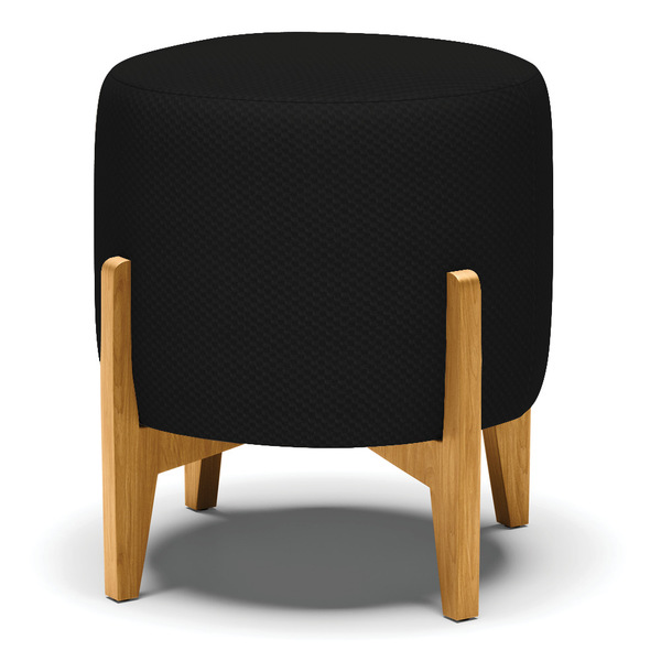 Puff Stella Veludo Luxo Preto A81 Base Madeira Castanho - D'r