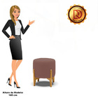 Puff Stella Veludo Rosê Base Madeira Castanho - D'rossi