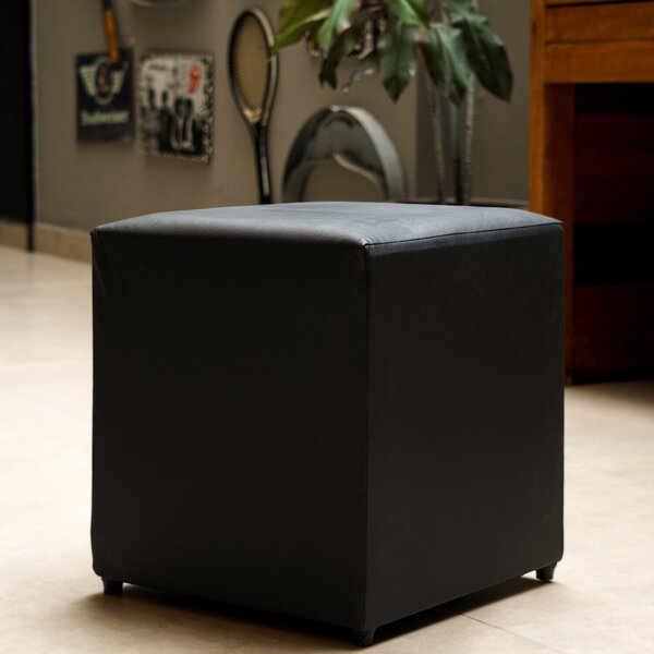 Puff Studio 40x40x40 Cm Courino Sem Rodizios Preto