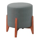 Puff Thor Em Linho Cor Cinza Decoração De Luxo Quarto Sala