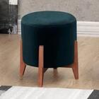 Puff Thor Luxo Madeira Maciça Tecido Veludo Azul