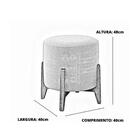 Puff Thor Luxo Madeira Maciça Tecido Veludo Bege Claro