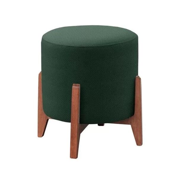 Puff Thor Luxo Madeira Maciça Tecido Veludo Verde