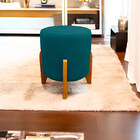 Puff Thor Luxo Para Sala E Quarto Suede - Jylcrom - Azul Turq