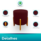 Puff Thor Luxo Para Sala E Quarto Suede - Jylcrom - Bordo