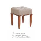 Puff Trançado Pérola Com Linho Bega E Pés Em Madeira