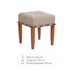 Puff Trançado Pérola Com Linho E Pés Em Madeira Bege