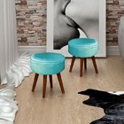 Puff Veronese Suede Pés em madeira Acqua