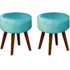 Puff Veronese Suede Pés em madeira Acqua