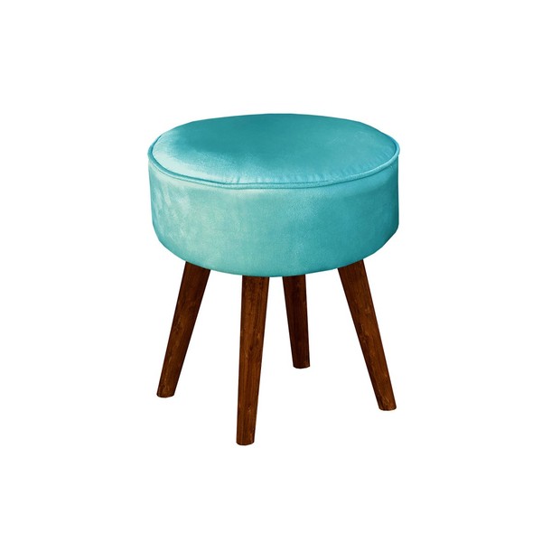 Puff Veronese Suede Pés em madeira Acqua