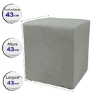 Puff Zelda Quadrado Multiuso 43x43x43cm Tecido  Suede Cinza