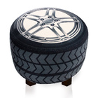 Puffinho Infantil Redondo Estampado Suede Pneu Carro Pés Chan