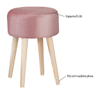 Puffs Decorativo Sala De Estar Pés Palito Iene Veludo Rosa -