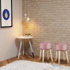 Puffs Decorativo Sala De Estar Pés Palito Iene Veludo Rosa -