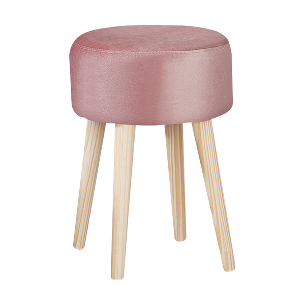 Puffs Decorativo Sala De Estar Pés Palito Iene Veludo Rosa -