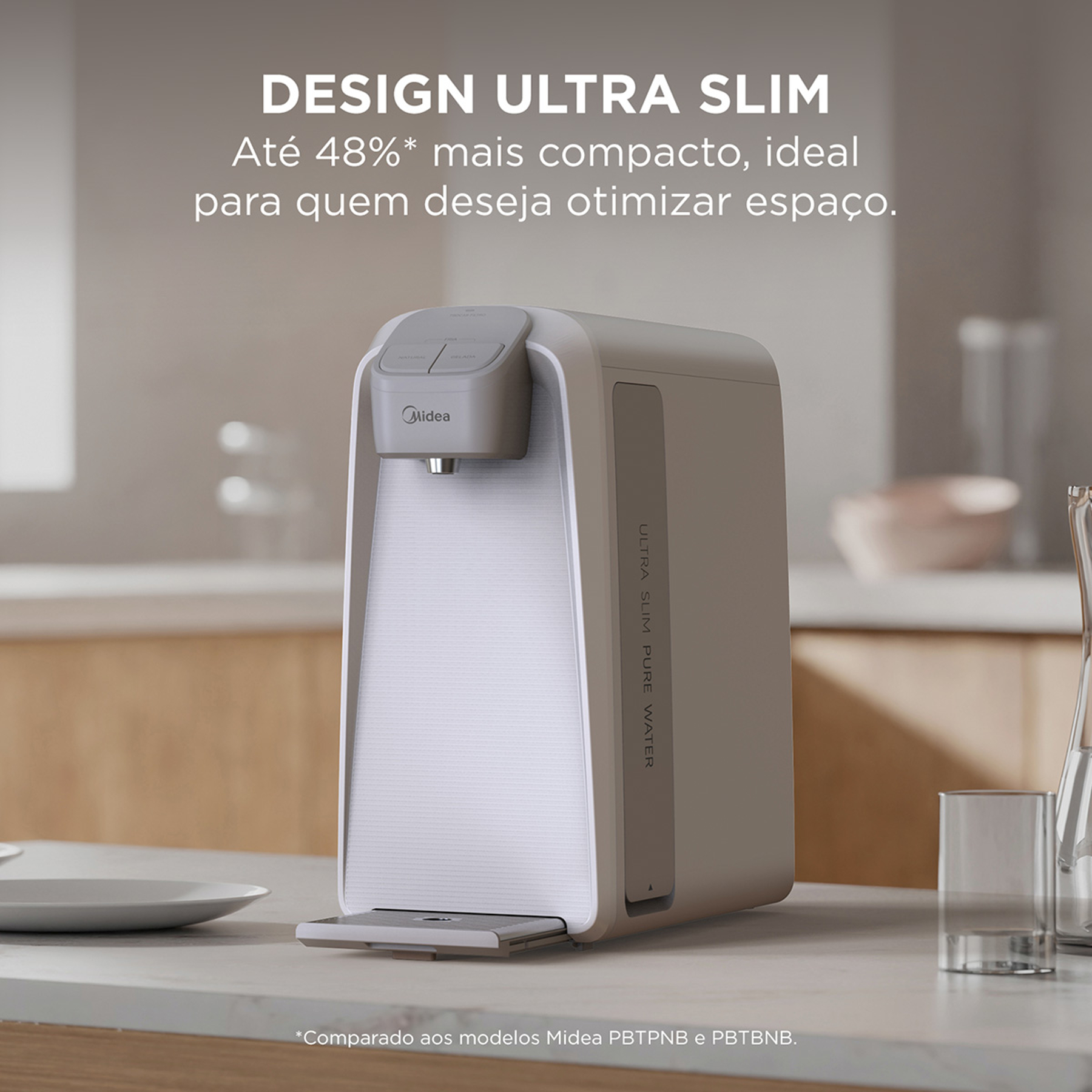 Purificador de Água Midea Gelada Fria e Natural SlimPure Branco Bivolt