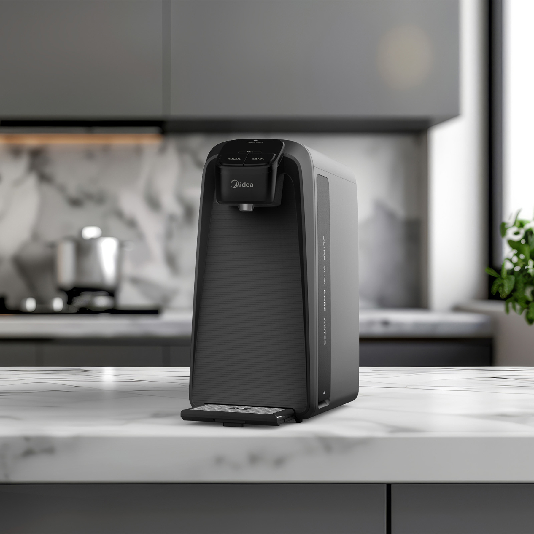 Purificador de Água Midea Gelada Fria e Natural SlimPure Cinza
