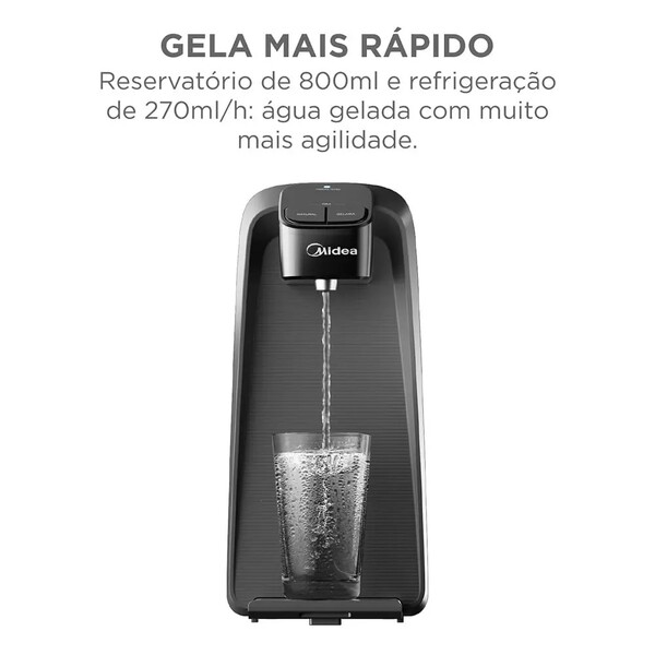 Purificador de Água Midea Gelada Fria e Natural SlimPure Cinza Bivolt