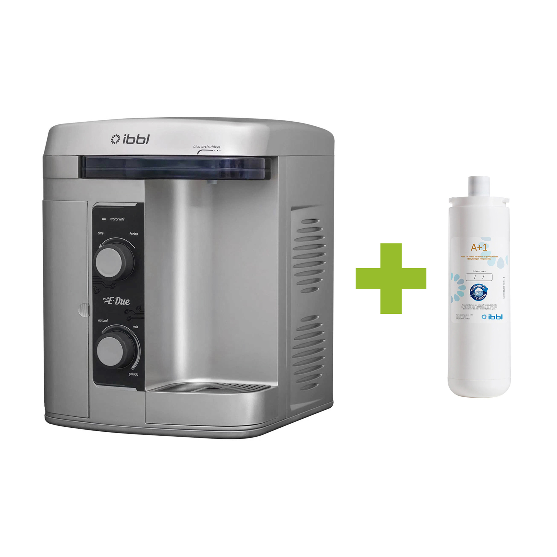 Purificador Refrigerado com Refil E-Due Bivolt Prata IBBL | Leroy