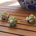 Puxador 79013 Sobrepor Ceramica Verde Folha Venus Victrix Uni