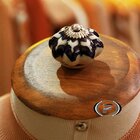 Puxador 79014 Sobrepor Ceramica Azul E Branco Folha Venus Vic