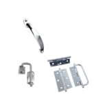 Puxador + Trinco + Dobradiças Alça Porta Camarão Cromado