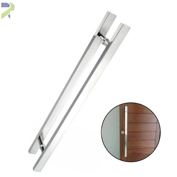 Puxador Barra Chata Duplo Alumínio 30cm Porta Pivotante Madei