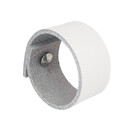 Puxador Bols Parafuso - Couro Legítimo Branco - Parafuso Prata