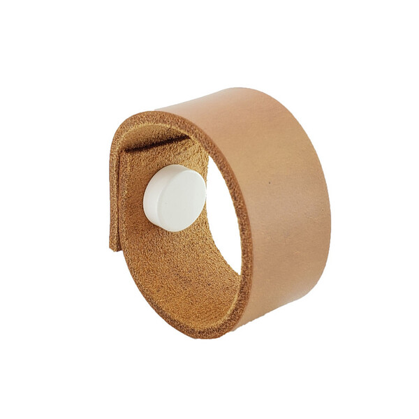 Puxador Bols Tampa - Couro Legítimo Marrom - Tampa Branca