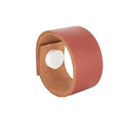 Puxador Bols Tampa - Couro Legítimo Mogno - Tampa Branca