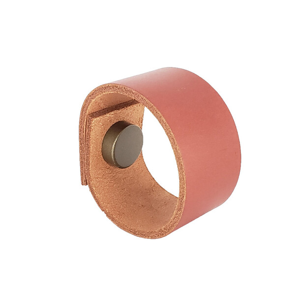 Puxador Bols Tampa - Couro Legítimo Mogno - Tampa Ouro Velho