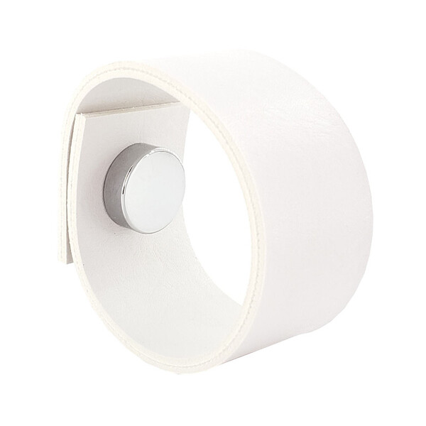 Puxador Bols Tampa - Textura De Couro Branco -tampa Cromada