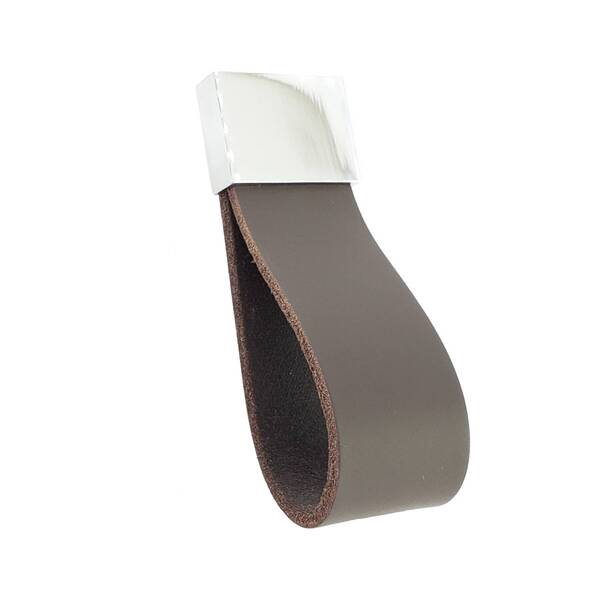 Puxador Botão para Móveis Doko Square Couro Legítimo Marrom Escuro 1 Peça